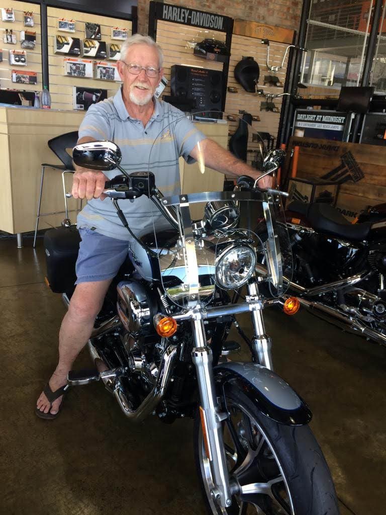 Roger Stewart Diss with his motorcycle